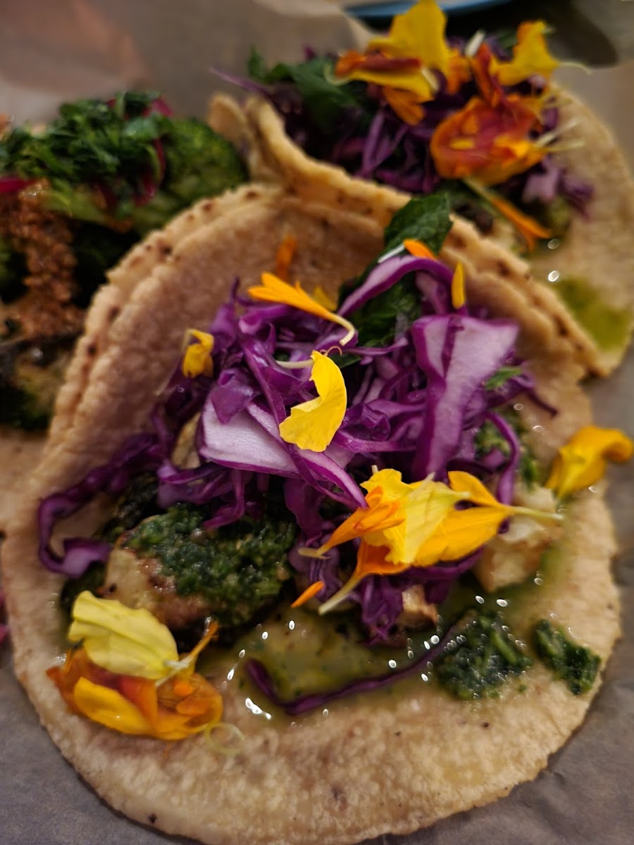 Edible flowers on tacos