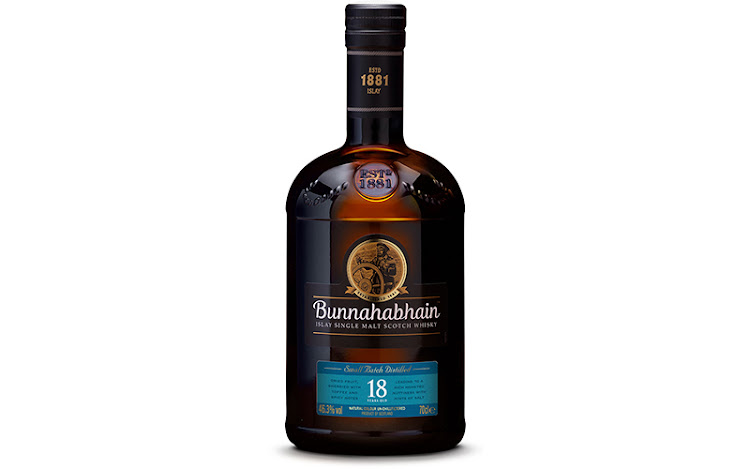 Bunnahabhain 18-year-old single malt scotch whisky.