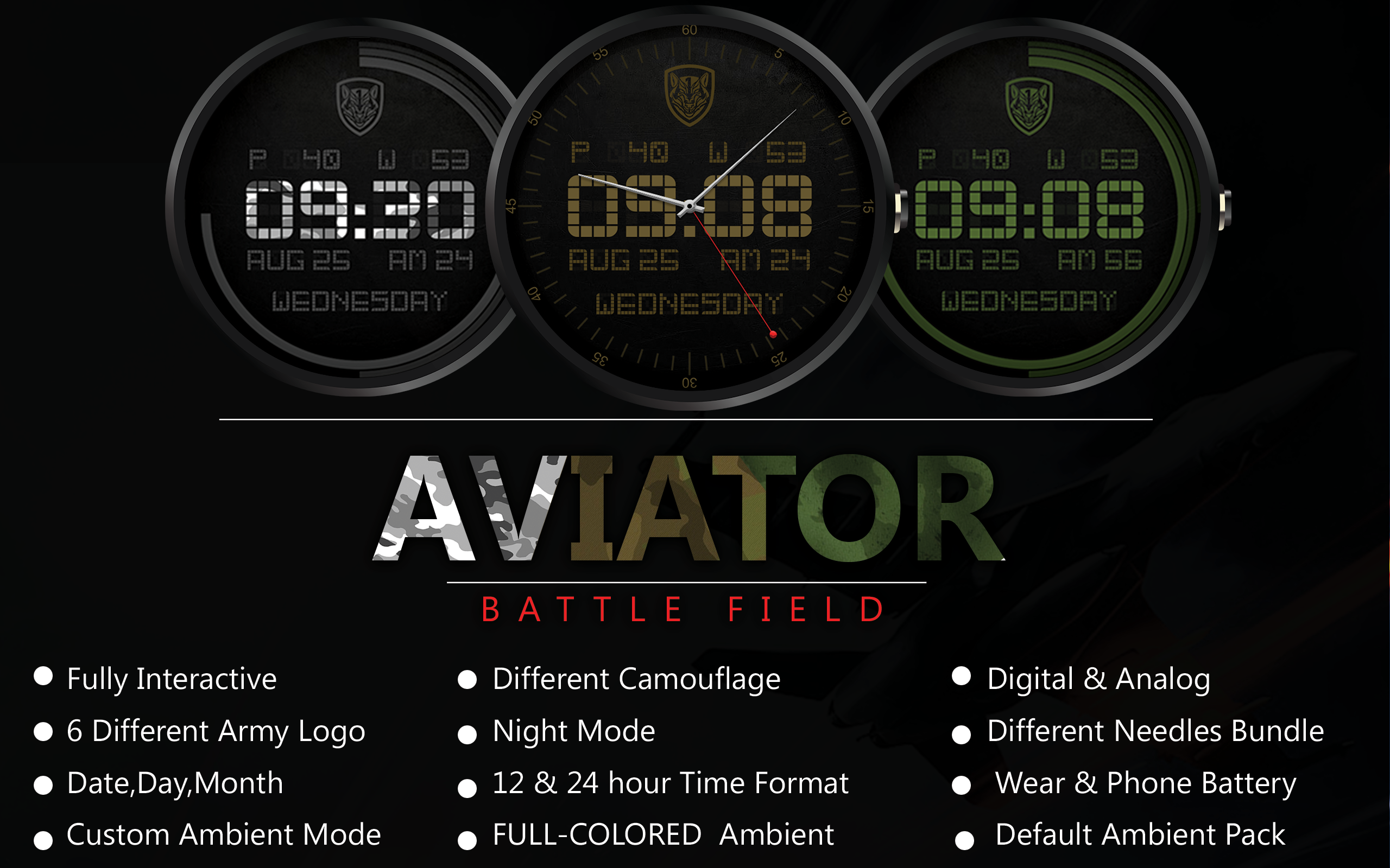 Android application Skymaster Pilot Watch Face screenshort