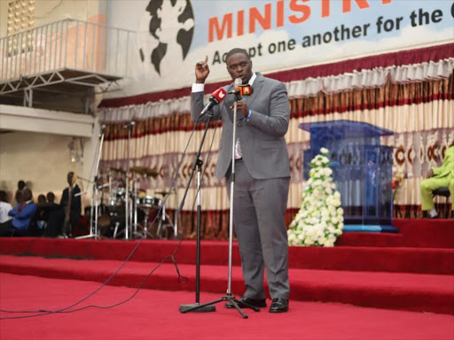 Nairobi Senator Johnson Sakaja at Winners Gospel Church on Sunday, July 22, 2018. /JULIUS OTIENO