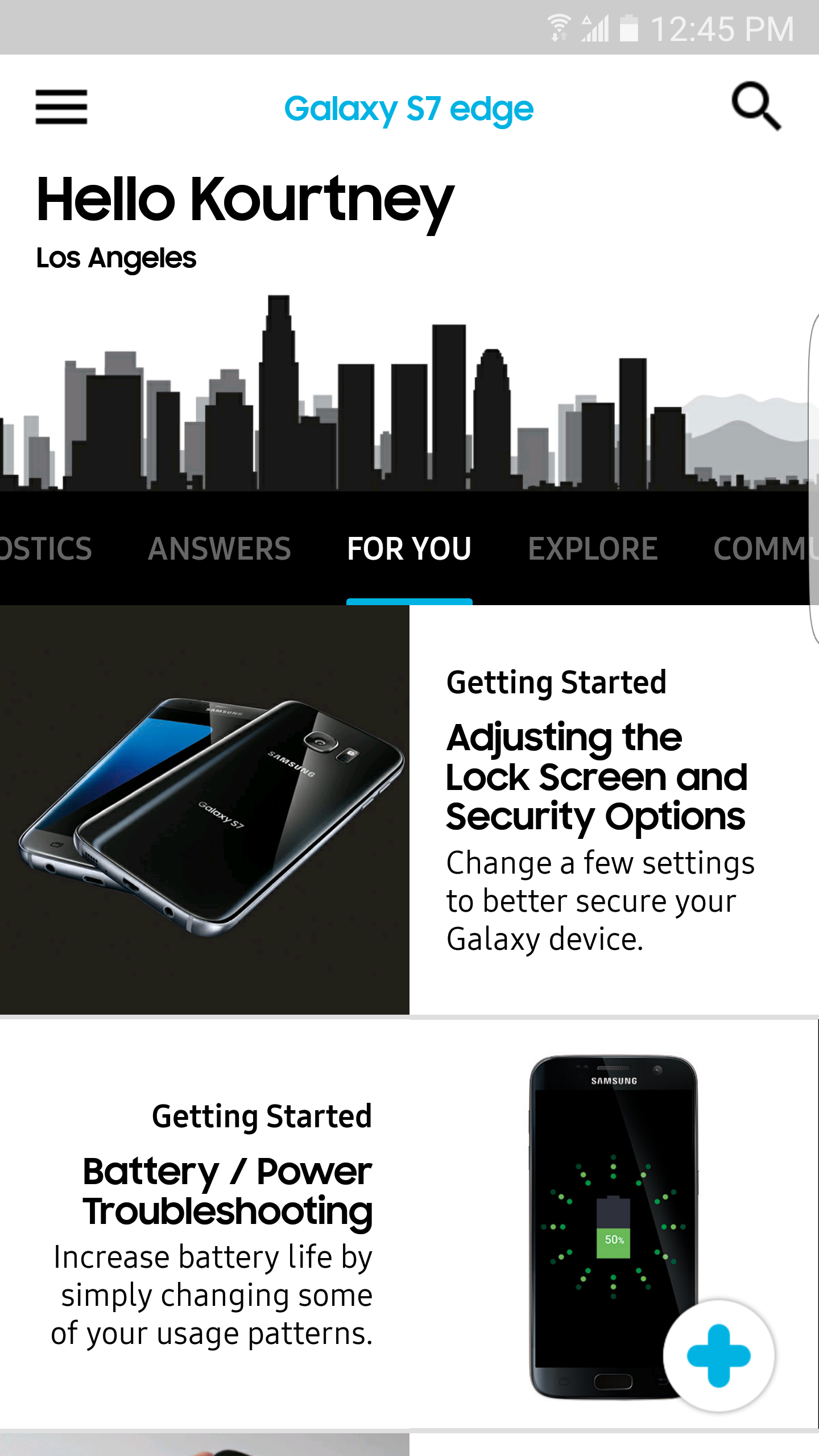 Android application Samsung+ screenshort