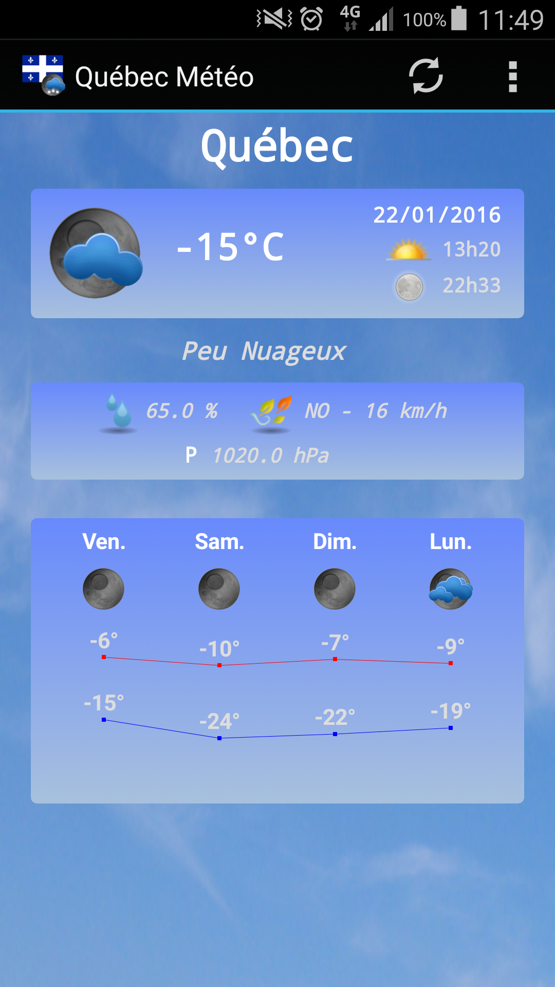 Android application Quebec Weather screenshort