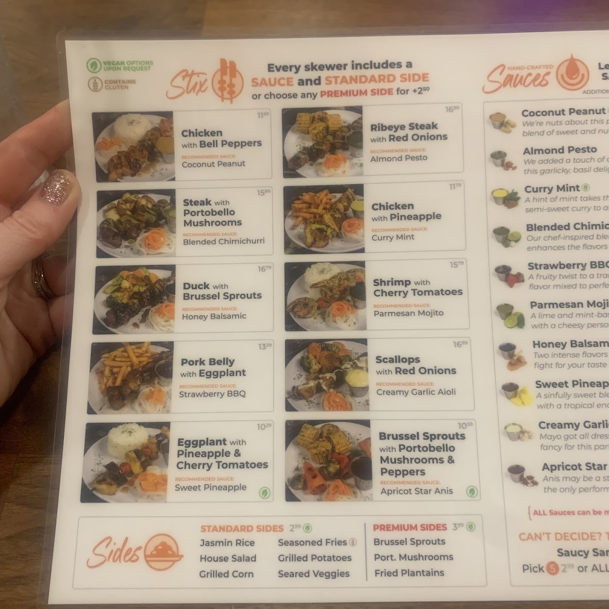 Drastix gluten-free menu