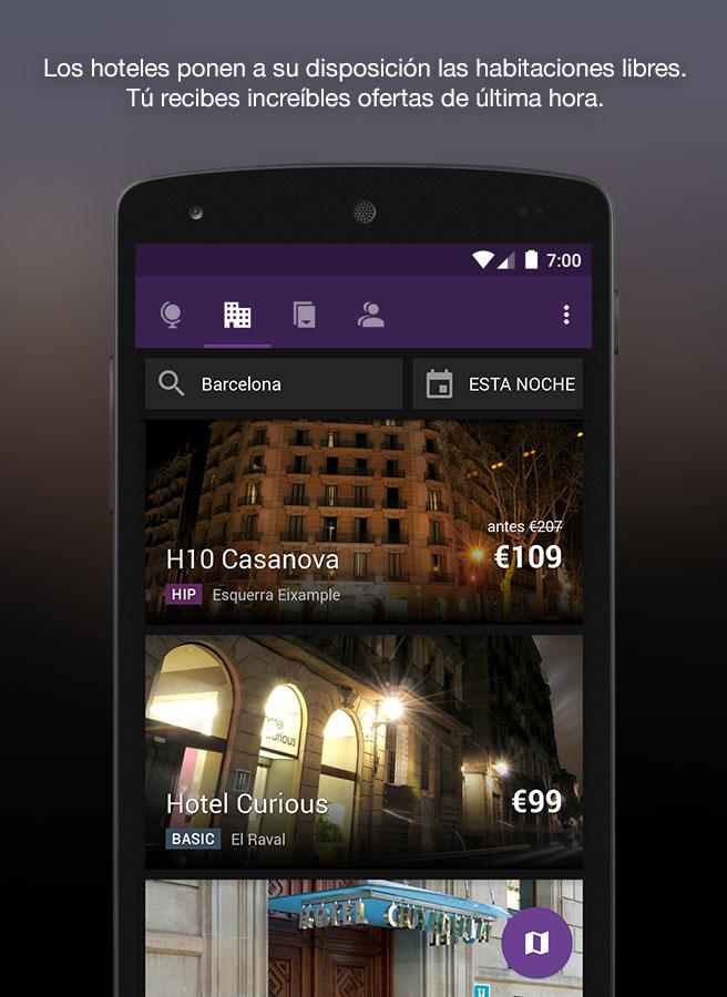 Android application HotelTonight: Book amazing deals at great hotels screenshort