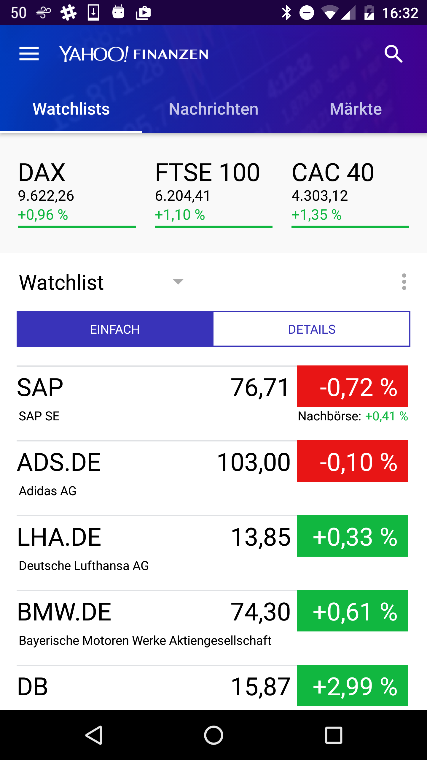Android application Yahoo Finance screenshort