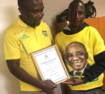 The ANC greater Johannesburg region moved swiftly to award Vincent Cosa a certificate of bravery. The party shared a picture of the hero dressed in an ANC election T-shirt.