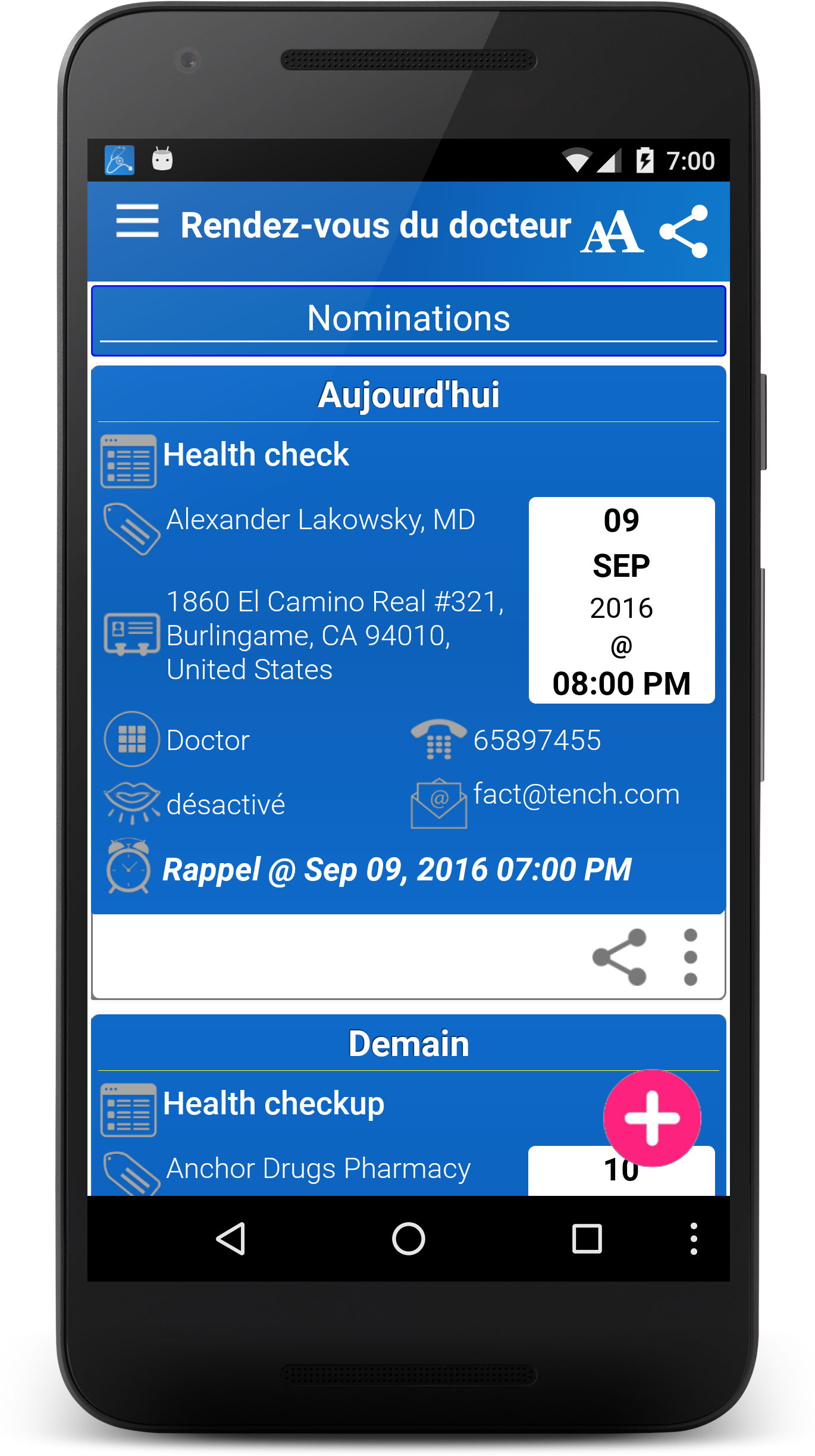 Android application Doctor Appointment Reminder screenshort