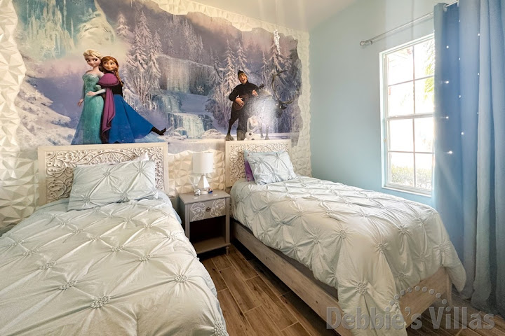 'Let it go' after a long day in this Frozen-themed Bedroom 3 with Twin Beds