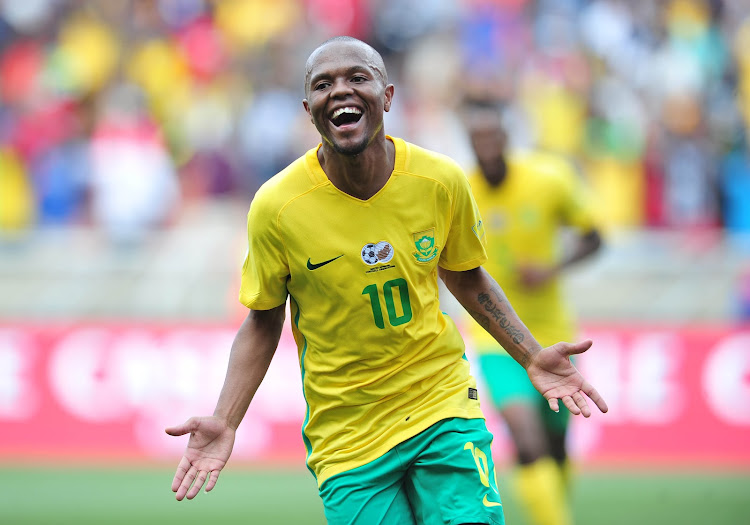 Thulani Serero of South Africa celebrates his goal during 2018 World Cup Qualifiers match between South Africa and Senegal at Peter Mokab Stadium, November on the 12 November 2016. File photo