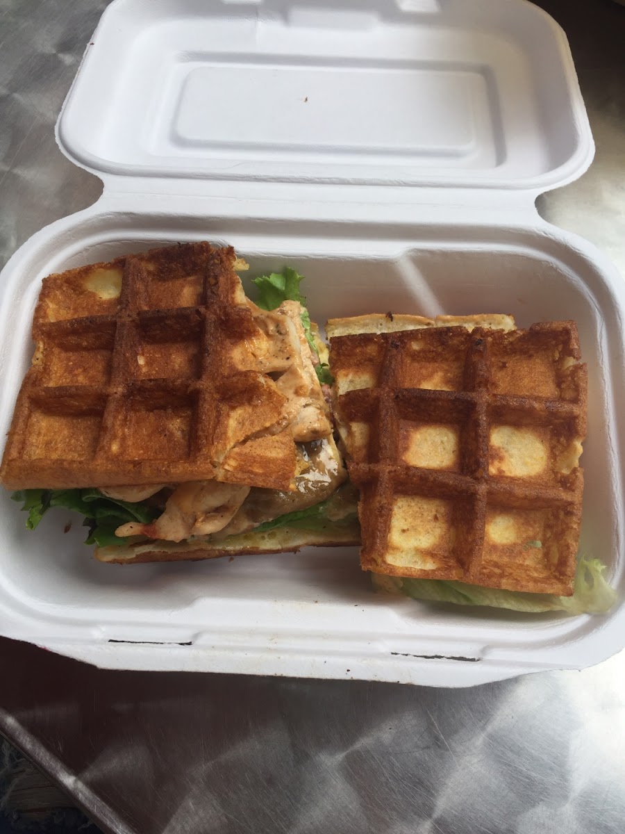 Grilled chicken breast gf waffle