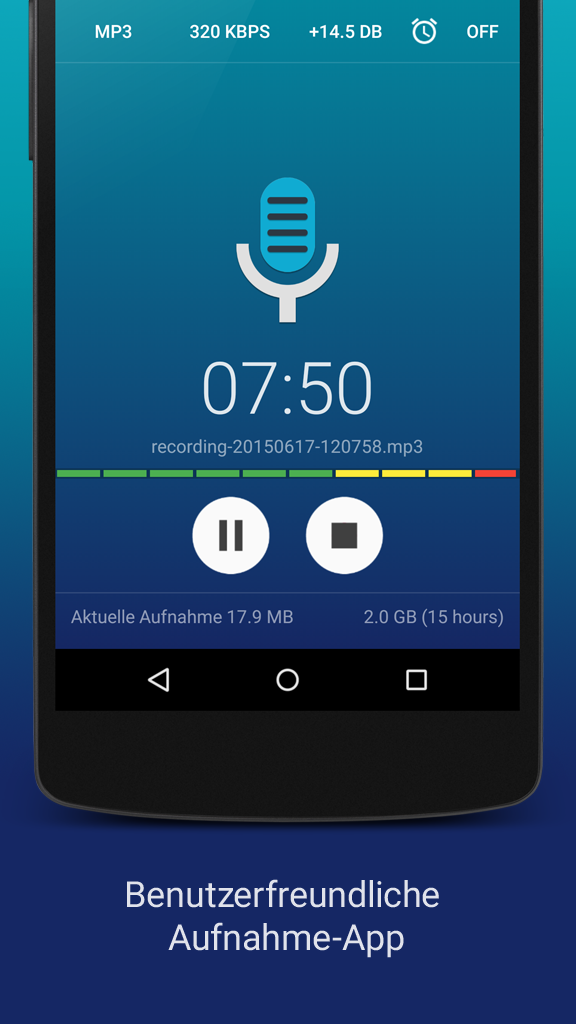 Android application Hi-Q MP3 Voice Recorder (Pro) screenshort