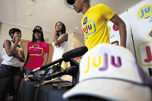 Designer Obakeng Ramabodu and his models show off his label, Juju, inspired by suspended ANCYL president Julius Malema, in Pretoria yesterday Picture: ALON SKUY