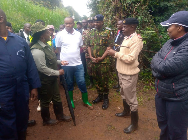 Deputy president Rigathi Gachagua's spouse Pastor Dorcas Gachagua when she presided over the National Tree Planting exercise at Nyongara river riparian reserve in Kiambu. She was accompanied by Deputy County Commissioner Charles Laboso, the entire Sub-County Security team and NGAO officers from Kikuyu and Kinoo Divisions.