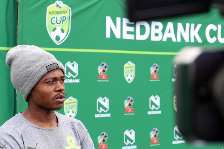 Bafana Bafana and Mamelodi Sundowns star forward Percy Tau speaks to the media during the Nedbank Cup media day at Chloorkop on Thursday April 19 2018.