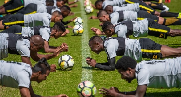 Kaizer Chiefs players during a training session at Naturena in Johannesburg.
