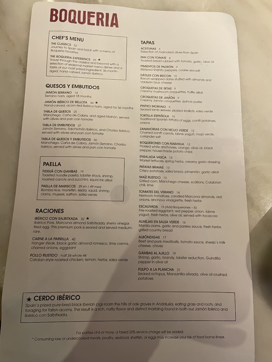 Boqueria gluten-free menu