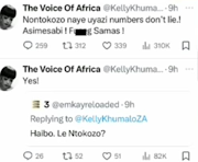 Kelly Khumalo's deleted Twitter posts. 