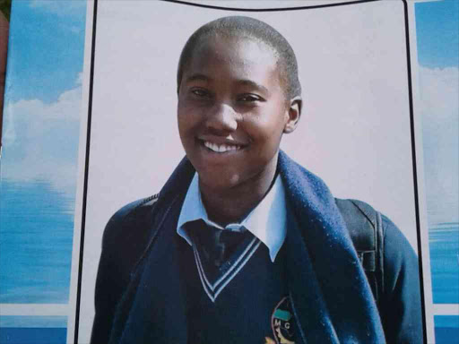 Moi Girls' School fire victim Esther Wamuthee who was buried at Wanyororo village in Bahati constituency, Nakuru county, September 22, 2017. /RITA DAMARY