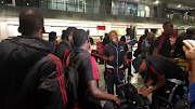 Orlando Pirates left back Thabo Matlaba share a moment with his teammates. Picture credits: Orlando Pirates/Facebook