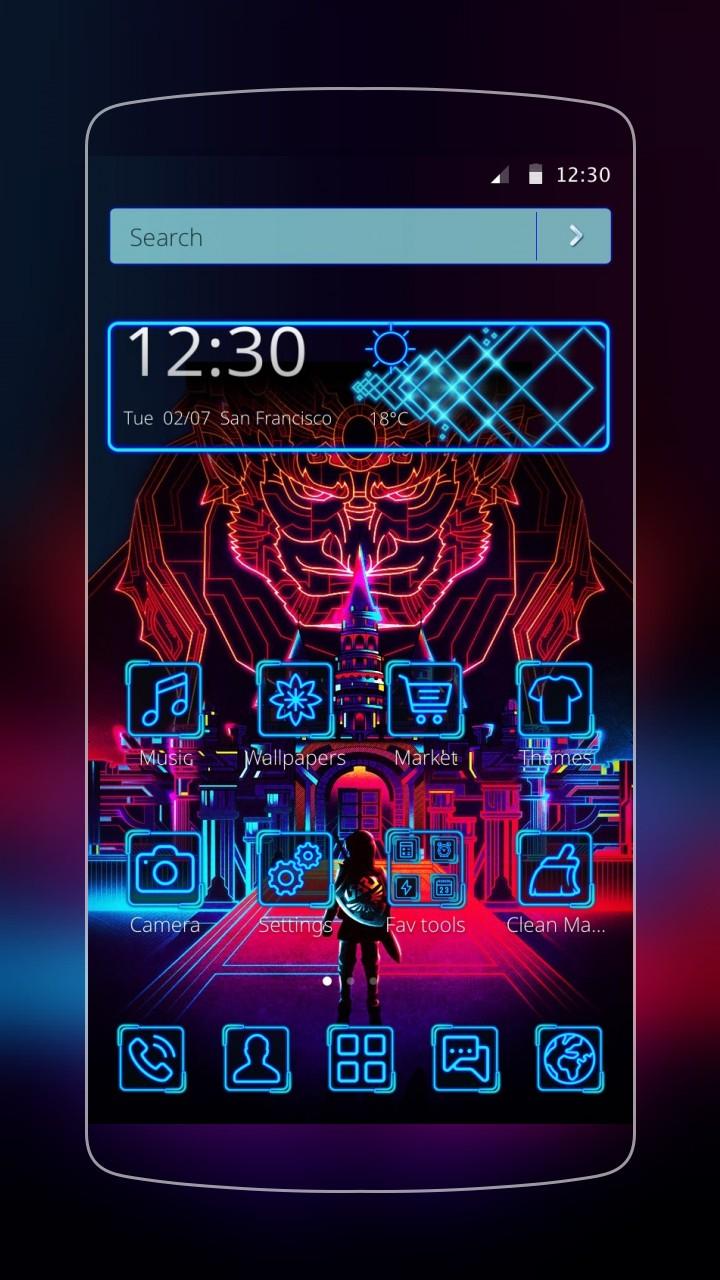 Android application Neon Cool Tech Theme screenshort