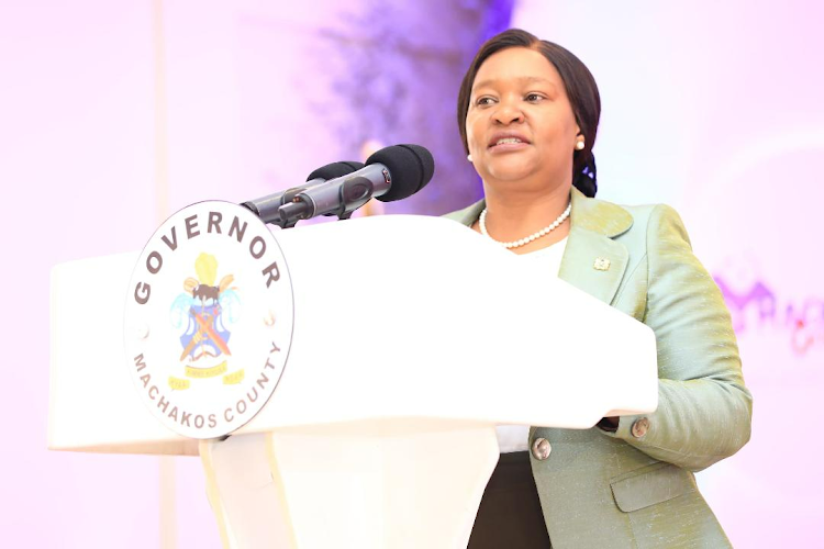 Trade and Industrialization CS Rebecca Miano speaking during Machakos Industry Roundtable in Machakos County on April 17, 2024.