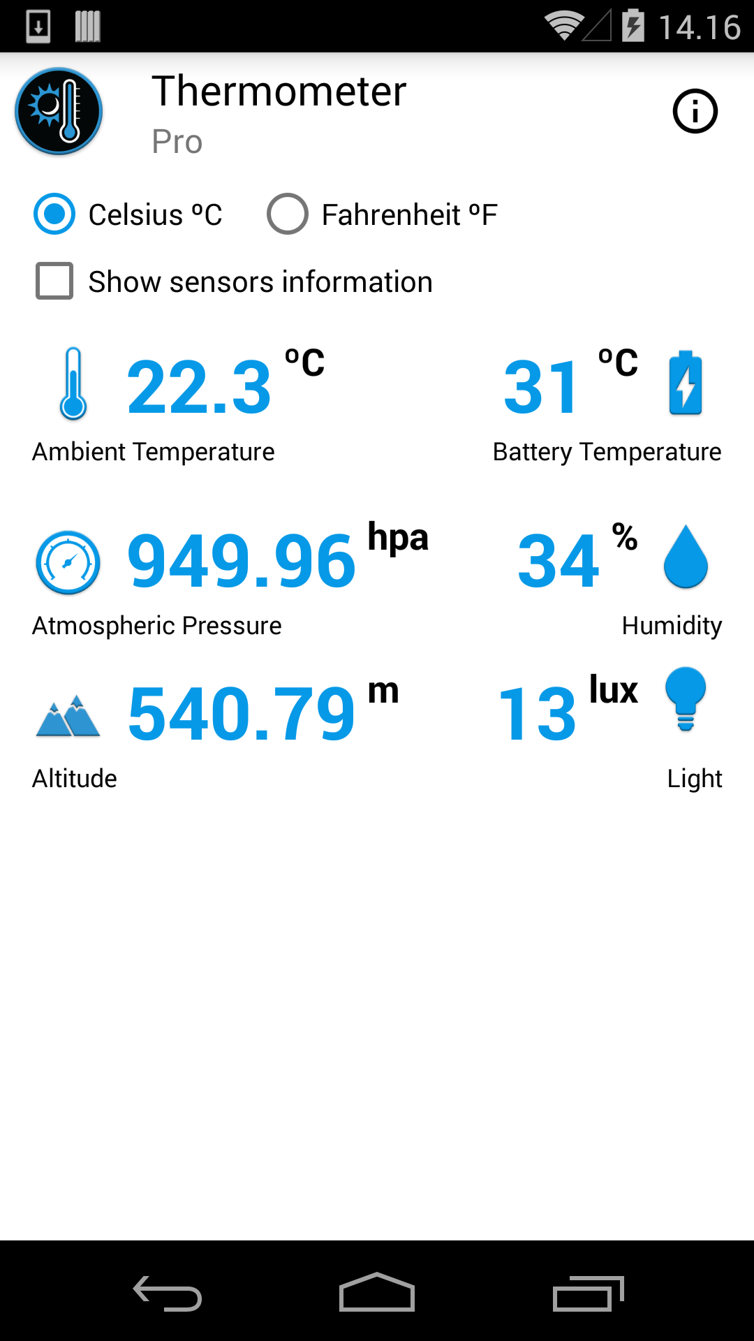 Android application THERMOMETER PRO screenshort