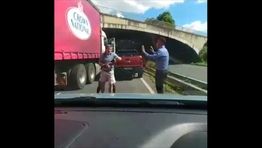 Drivers clash in an apparent road rage incident in Durban on 19 April 2017.