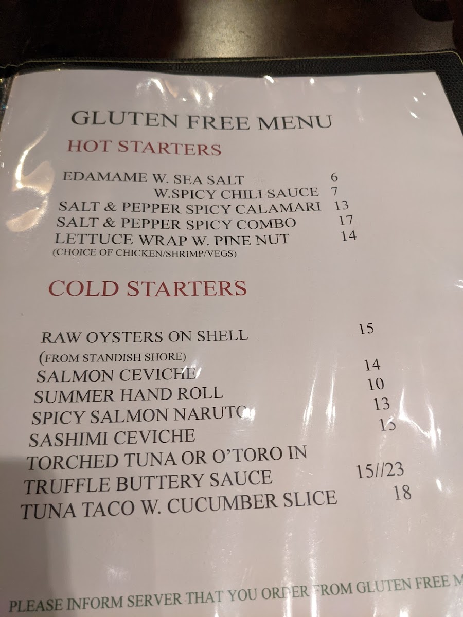 Karma Westford gluten-free menu