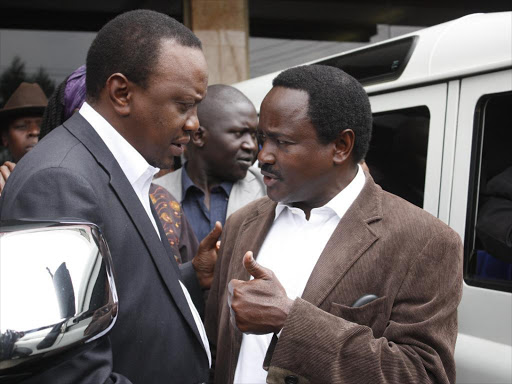A file photo of President Uhuru Kenyatta and Wiper leader Kalonzo Musyoka. /CHARLES KIMANI