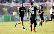 Abbubaker Mobara celebrates the opening goal during the Nedbank Cup semi final match between Golden Arrows and Orlando Pirates at Princess Magogo Stadium on May 21, 2017 in Durban, South Africa. (Photo by Anesh Debiky/Gallo Images)