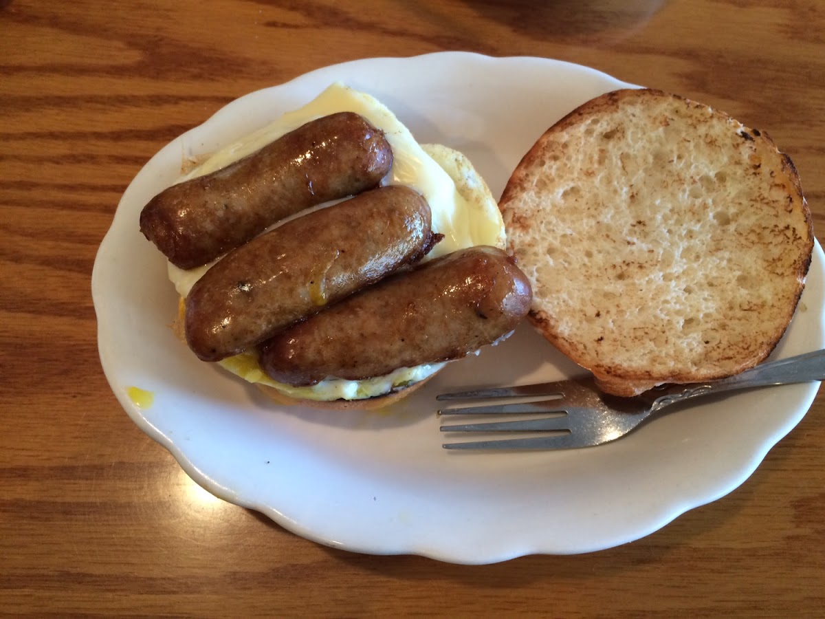 Fried egg sandwich with sausage