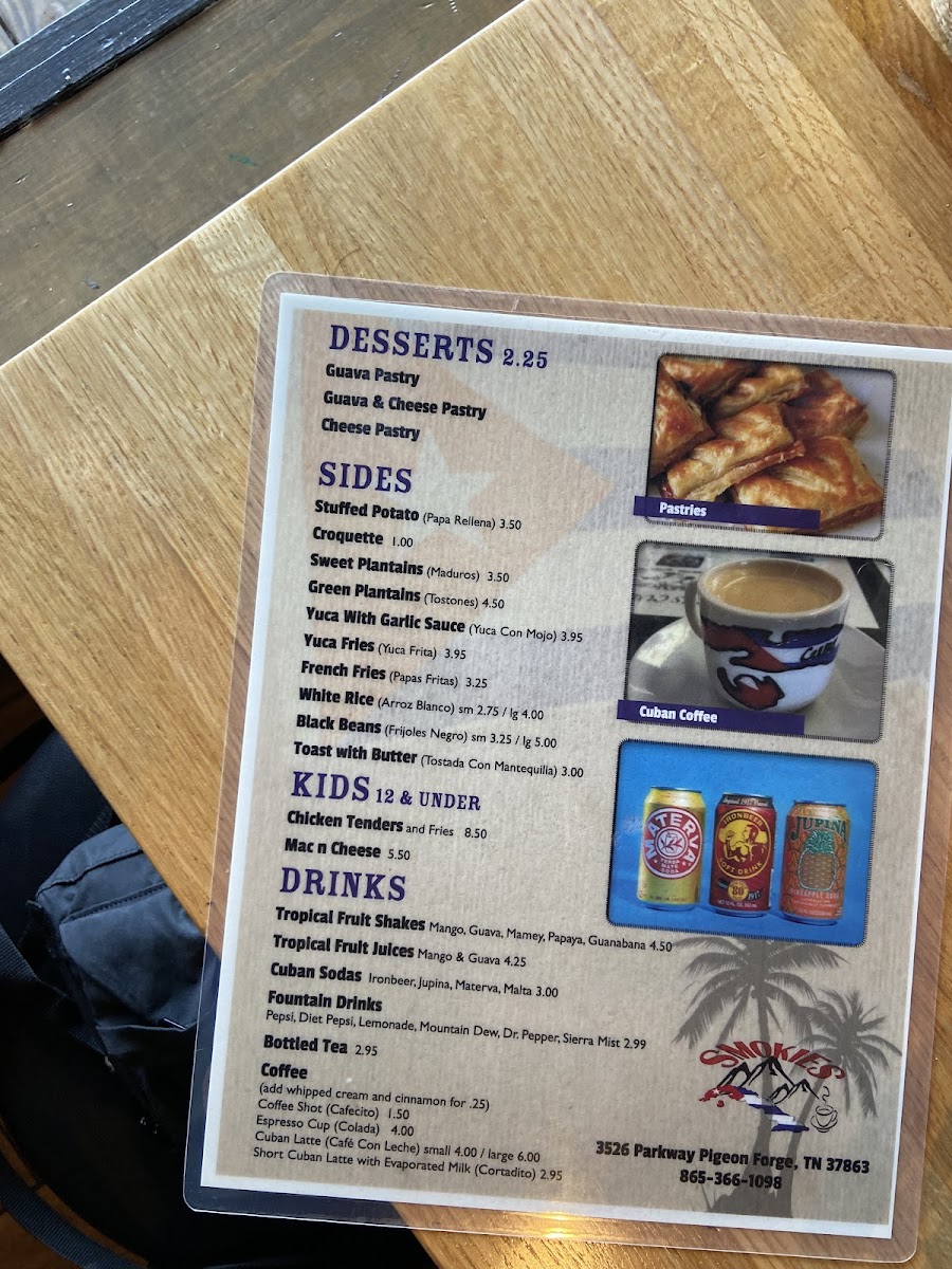 Smokies Cuban Cafe gluten-free menu