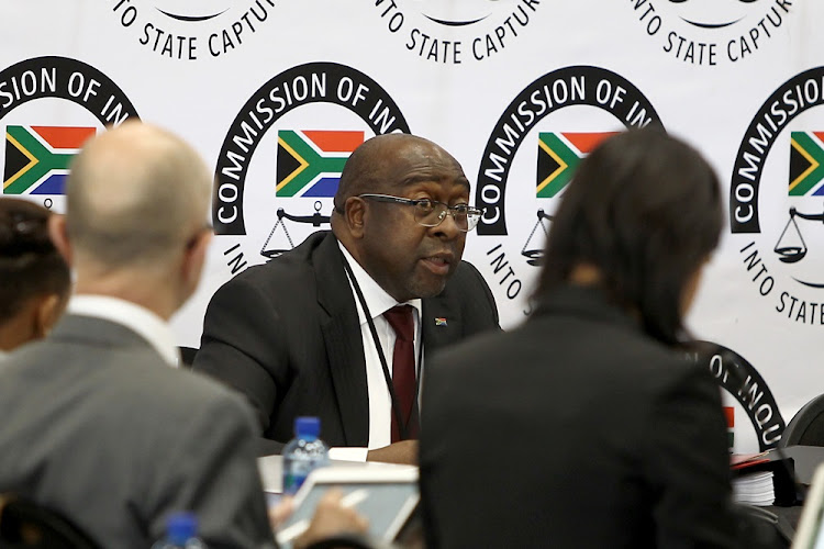 Nhlanhla Nene, the minister of finance, testifies at the Zondo commission of inquiry into state capture in Parktown, Johannesburg on October 3 2018.