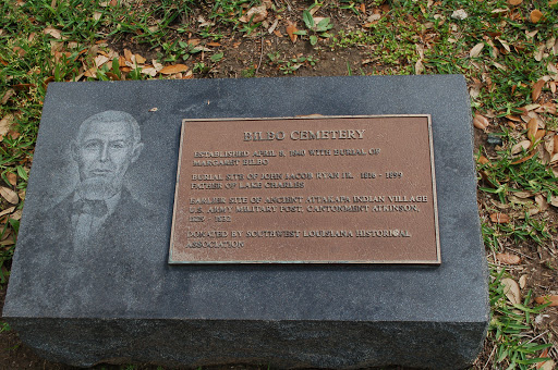 Established April 8, 1840 with the burial of Margaret Bilbo. Burial site of John Jacob Ryan Jr. 1816-1899 Father of Lake Charles. Earlier site of ancient Attakapa Indian village U.S. Army Military...