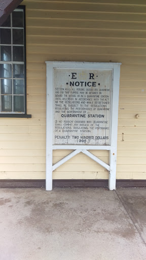 Not sure whether it counts as a plaque! It's more a sign. Its headed with a Royal Cypher [Can't work out whos] 'Notice. Section (45) (1)All persons ordered into quarantine and for that purpose may...