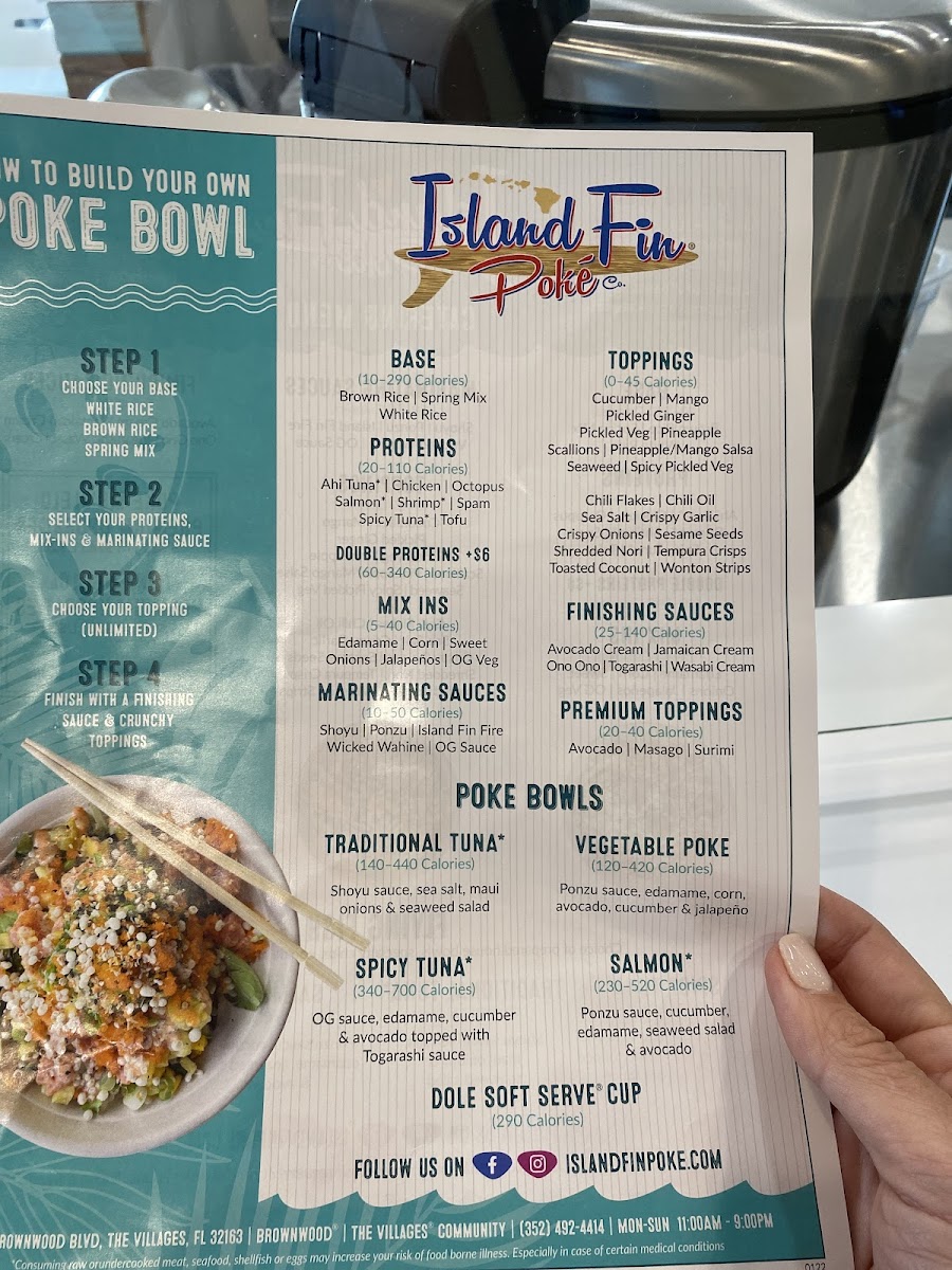 Island Fin Poke Co gluten-free menu