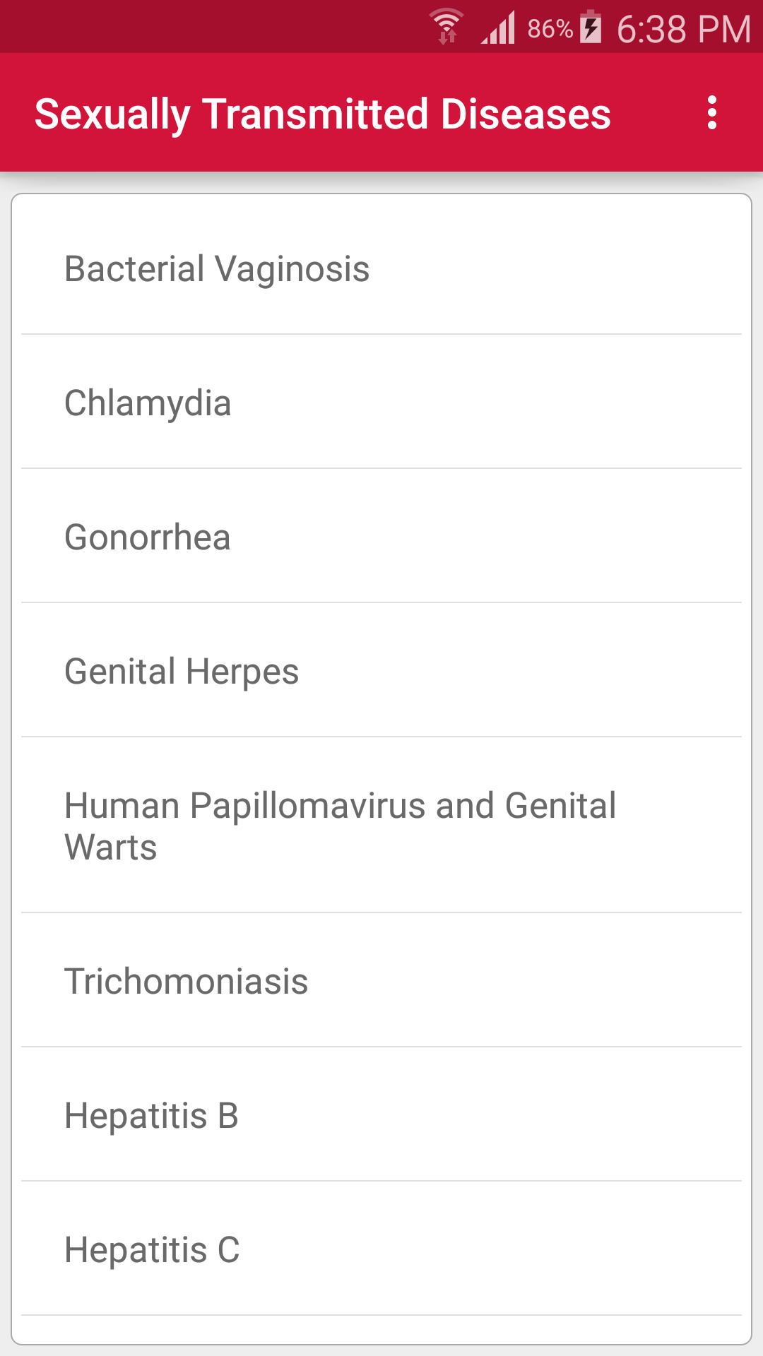 Android application Sexually Transmitted Diseases screenshort