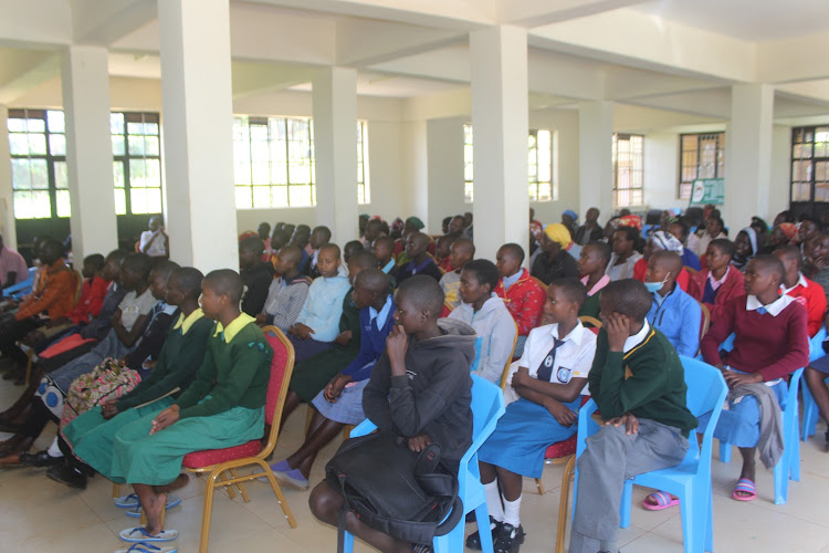 Some of the beneficiaries during the Elimu scholarship programme launch in Nyamira town on May 16, 2022.
