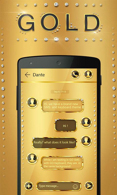Android application (FREE) GO SMS GOLD THEME screenshort
