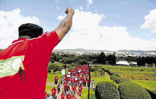 ENOUGH IS ENOUGH: Sadtu members on the march. President Jacob Zuma must back Basic Education Minister Angie Motshekga by insisting that children's rights trump teachers' perks