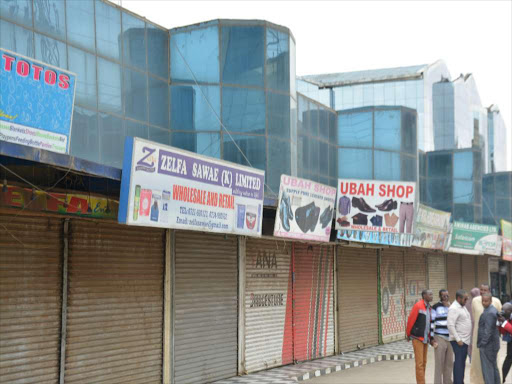 Eastleigh Business Malls close as traders protest invasion of their premises by hawkers. photo/PATRICK VIDIJA