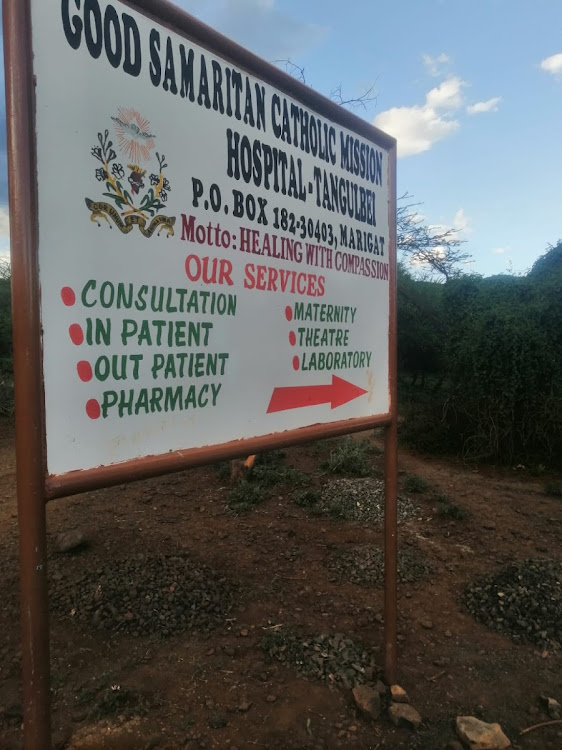 Signpost of the Good Samaritan Catholic Mission Hospital in Baringo county
