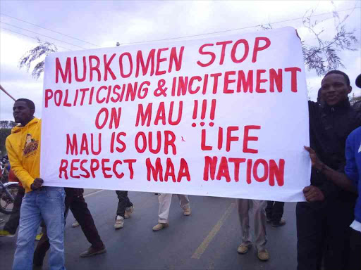 Residents of Narok county during a demonstration in support of Mau Forest evictions, July 23, 2018. /KIPLANGAT KIRUI