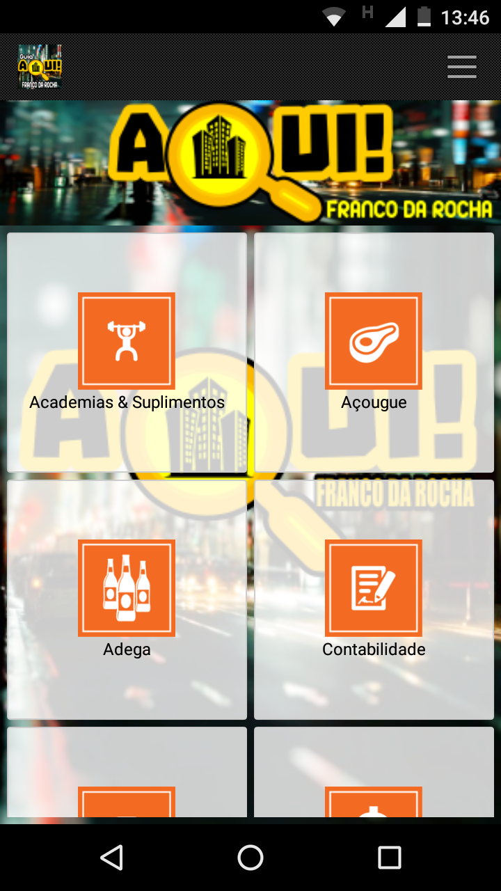 Android application Aqui Franco Guia Comercial screenshort