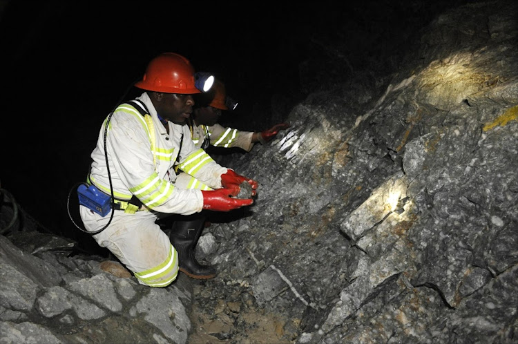 A miner works underground at a Johannesburg gold mine. Picture: ROBERT TSHABALALA