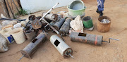 Some of the illegal mining equipment seized by police during a raid on Matholesville, Roodepoort.