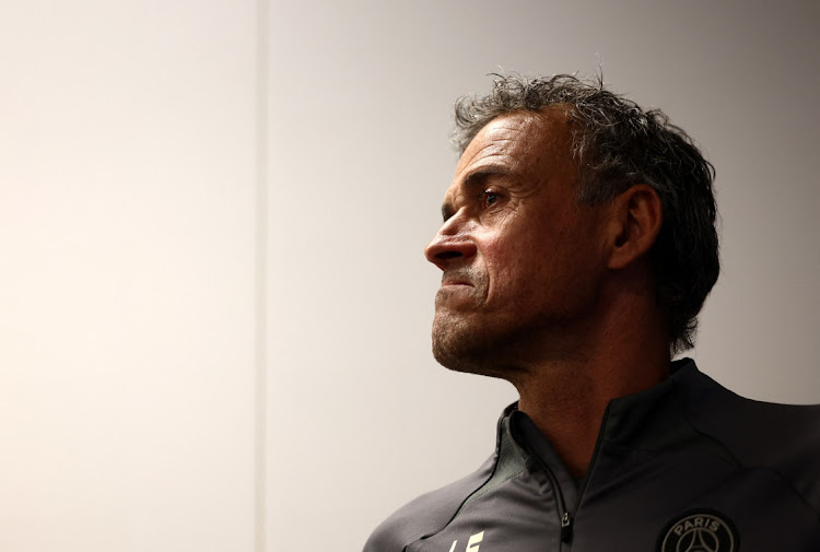 Paris St Germain coach Luis Enrique during a press conference Paris-Saint-Germain Training Centre in Poissy, France, on May 6 2024. Picture: STEPHANIE LECOCQ/REUTERS