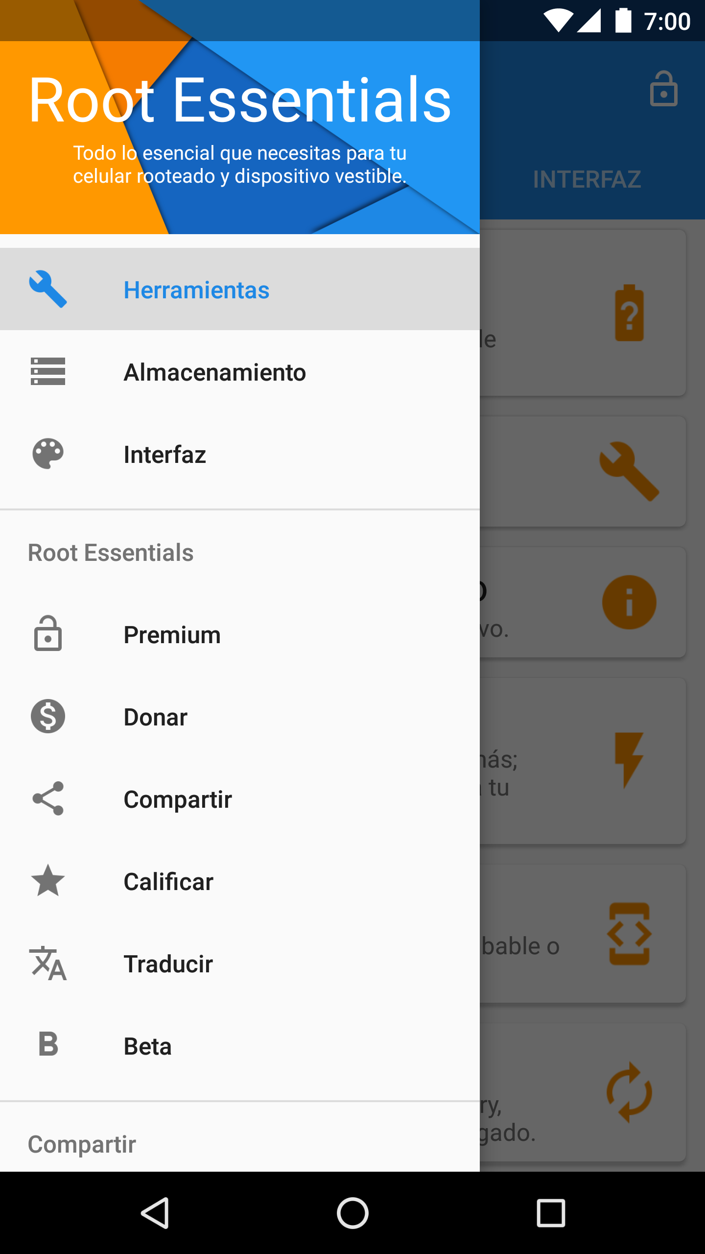 Android application Root Essentials screenshort