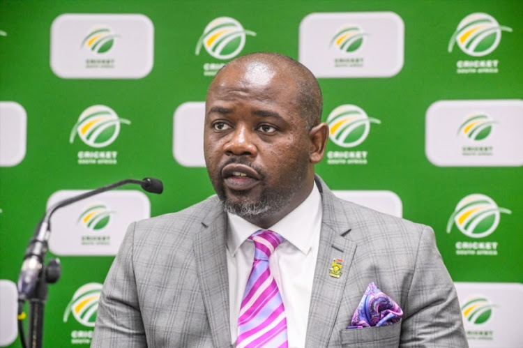CEO Thabang Moroe of CSA during the Cricket South Africa (CSA) and South African Cricketers' Association (SACA) Joint media briefing at CSA Offices on July 31, 2018 in Johannesburg, South Africa.
