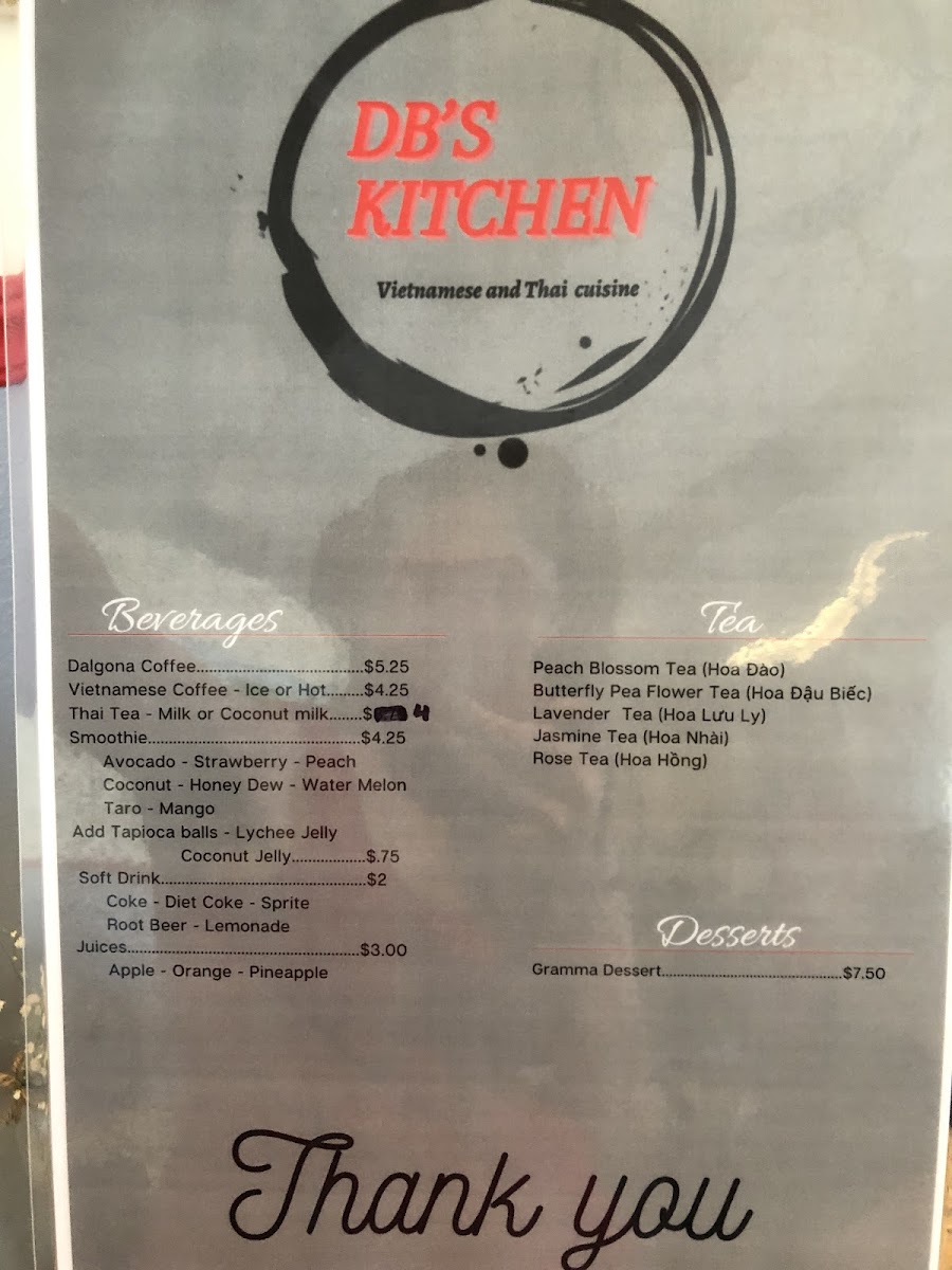 DBS Kitchen gluten-free menu